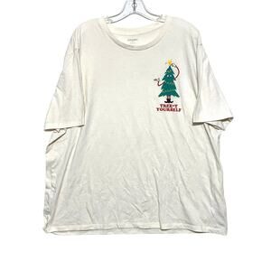 Old Navy Christmas Tree Treet Treat Yourself Funny Holiday Humor Shirt Mens XXL